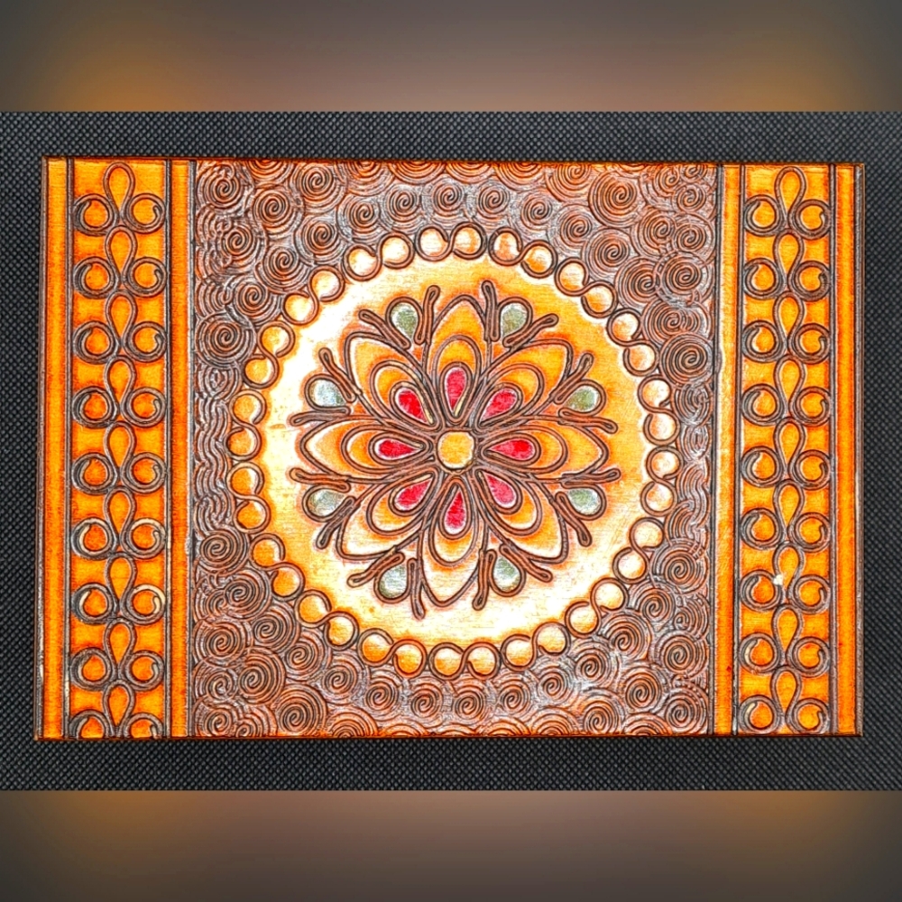 Vintage Wood Hand Carved & Colorful Painted Trinket Keepsake Box POLAND Hinged